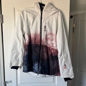 686 Women's White and Black Ski Jacket with Pink Accents